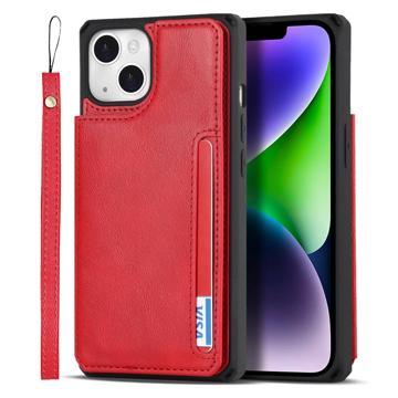 iPhone 14 Plus Magnetic Kickstand Lommebok-deksel Rød