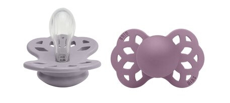 BIBS® Soother Infinity symmetrisk smokk 0-6 måneder Fossil Grey & Mauve 2 stk.