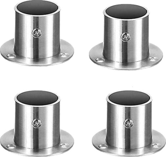 4 delt rund gardinstangbrakett 19 mm rustfritt stål solid veggbrakett grå