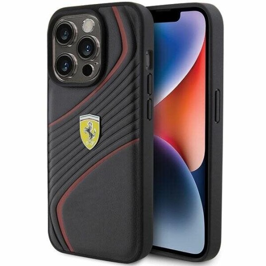 Ferrari Twist Metal Logo - Etui Iphone 15 Pro (Czarny)