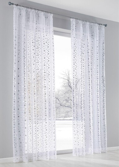 Bonprix Transparent gardin med glanset print 1-pack false