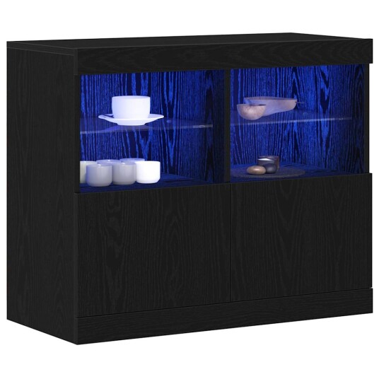 Serviesskap Svart 81 x 37 x 67 cm Konstruert tre Serviesskap Svart 81 x 37 x 67 cm Konstruert tre