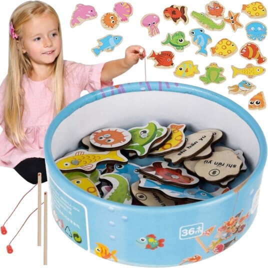 Fiskespill av tre magneter barneleke