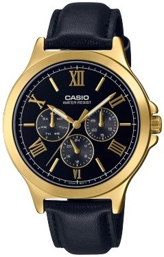 Casio Herreklokke MTP V300GL 1AUDF Classic Sort/Lær Ø41.5 mm