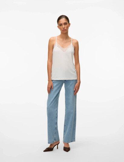 Vero Moda Vmana S/L Lace Top Ga Noos - White - XL