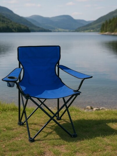 sammenleggbar strandstol / campingstol blå
