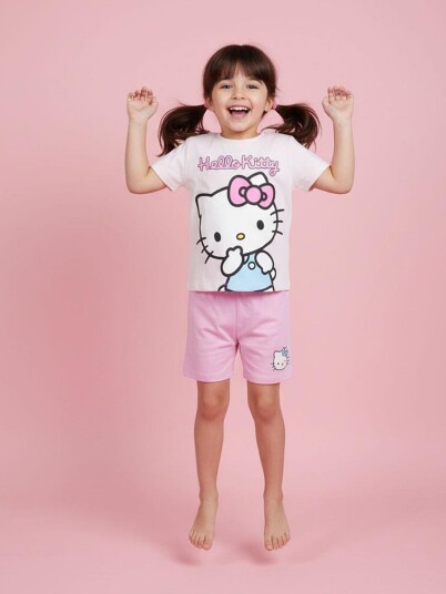 Hello Kitty T skjorte &  Shorts Sett Lyserosa 128 134