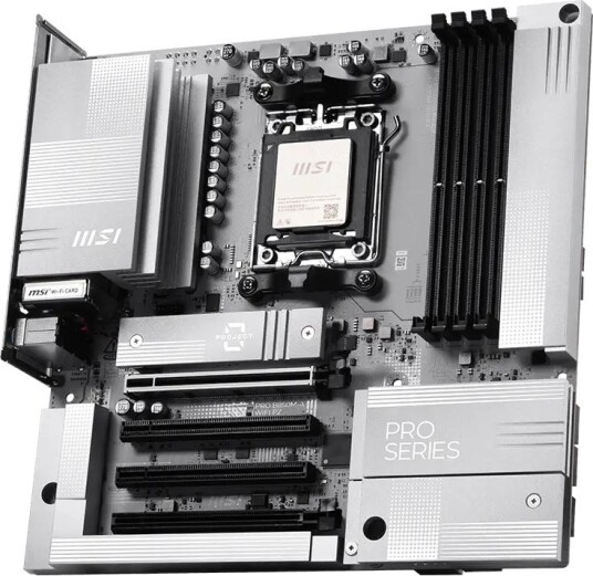 MSI PRO B850M-A WiFi Micro ATX Hovedkort med AM5 Socket og DDR5 MSI PRO B850M-A WiFi Micro ATX Hovedkort med AM5 Socket og DDR5