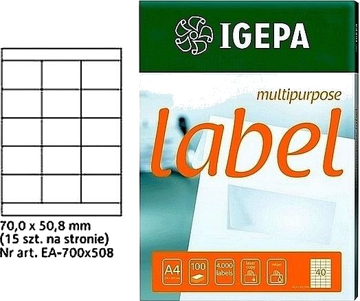 Mondi Etiketter A4 Igepa 70,0 X 50,8 Mm Hvite 100