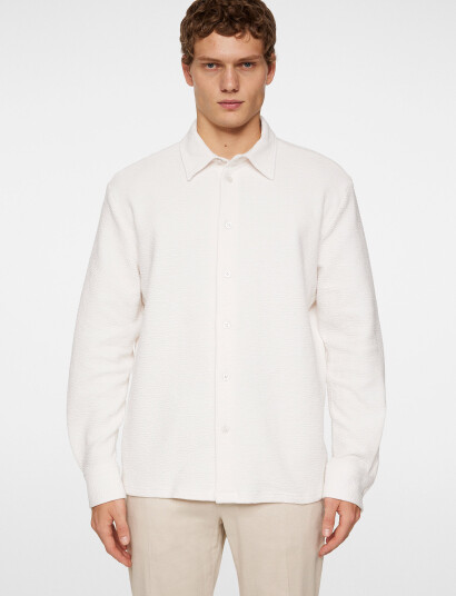 J. Lindeberg Reg Ls Crinkle Jersey Shirt - White - S J. Lindeberg Reg Ls Crinkle Jersey Shirt - White - S
