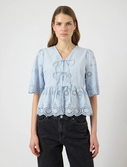 YAS Yascornelia 2/4 Tie Top S. Noos   Blue   36