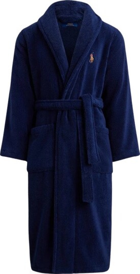 Polo Ralph Lauren Shawl Collar Terry Robe Navy S/M Polo Ralph Lauren Shawl Collar Terry Robe Navy S/M
