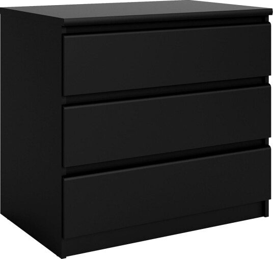 Naia Kommode 77 cm Stor 3 Skuffer Mattsvart