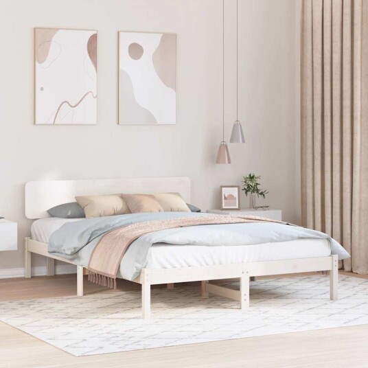  Sengestamme med hodegjerde Hvit 160 x 200 cm Heltre furu