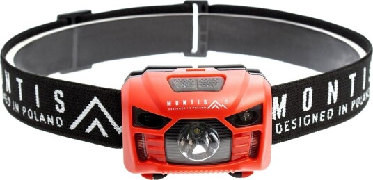 Montis Mt002 Batteridrevet Hodelykt Med Sensor Rød/Svart Montis Mt002 Batteridrevet Hodelykt Med Sensor Rød/Svart