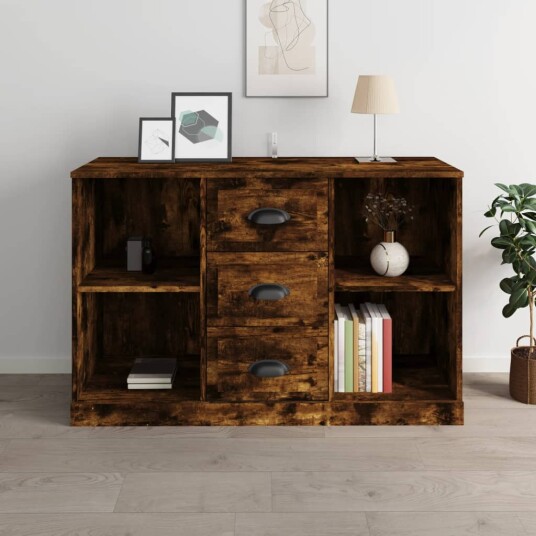 vidaXL Skjenk røkt eik 104,5x35,5x67,5 cm konstruert tre