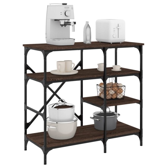 Bakehylle brun eik 90x40x84 cm konstruert tre og metall 845425 Bakehylle brun eik 90x40x84 cm konstruert tre og metall 845425