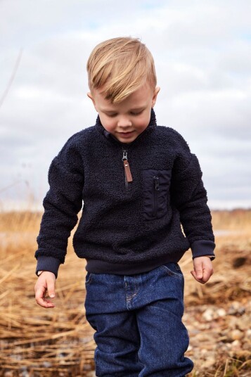 Enfant Pullover Zip Teddy Parisian Night (134 / 9 år)