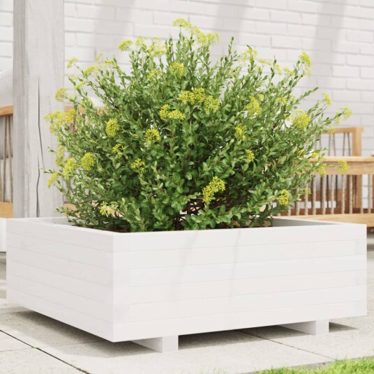 Plantekasse hvit 70x70x26,5 cm heltre furu
