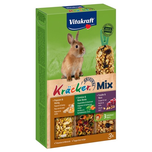 Vitakraft Dvergkaninkjeks Multipakke 3 X 3 Stk Kombi (Multivitamin Grønnsaker Popkorn)