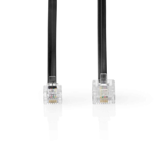 Nedis Telecom Skjøtekabel RJ11 Han RJ45 5.00 M Kabelutforming: Flatt Plettering: Gull Belagt Kabeltype: Sort