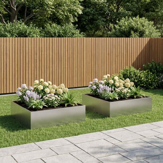 vidaXL Hageblomsterpotte 2 stk. Sølv 100 x 100 x 30 cm Rustfritt stål