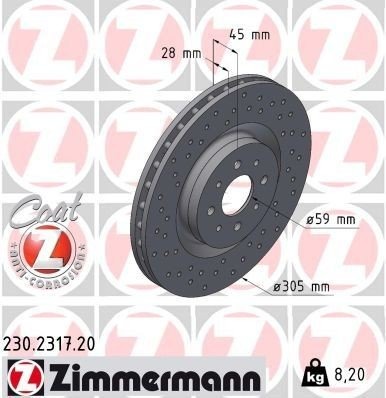 Bremseskive ZIMMERMANN 230.2317.20 Bremseskive ZIMMERMANN 230.2317.20