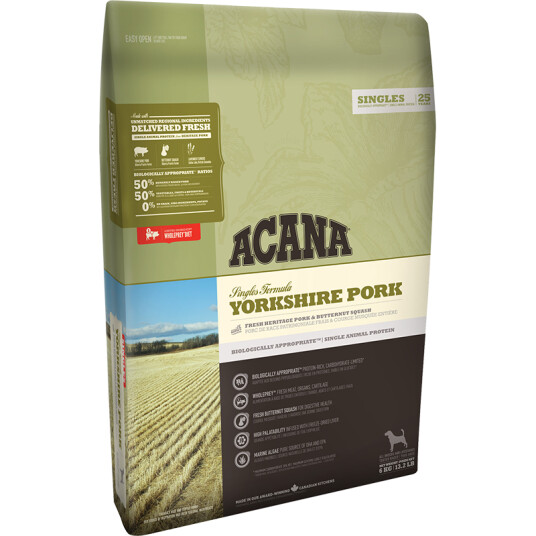 Acana Yorkshire Pork Tørrfôr 11,4 kg Uten Korn til Hunder Acana Yorkshire Pork Tørrfôr 11,4 kg Uten Korn til Hunder