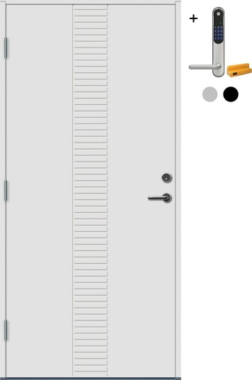 Sidefelt Bygg1 Hamar Thermoisolert med Yale Entrus BxH 90x210 Venstre, NCS S-0502-Y, Hvit, Yale Sølv Sidefelt Bygg1 Hamar Thermoisolert med Yale Entrus BxH 90x210 Venstre, NCS S-0502-Y, Hvit, Yale Sølv