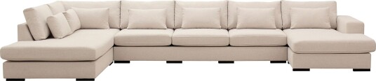 Grande 6 seters U Sofa med Divan Høyre Beige Stoff