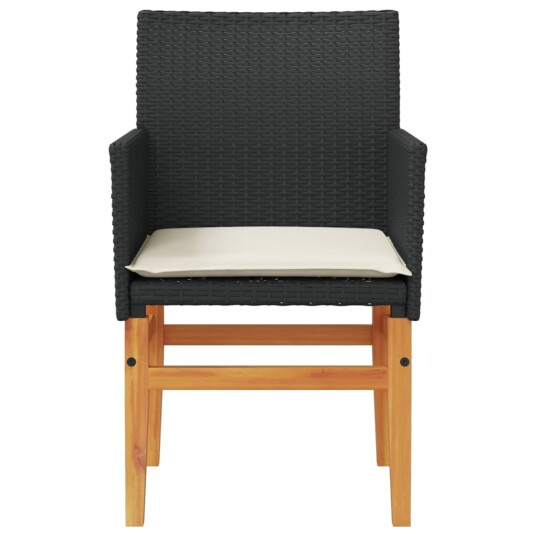 Hagestoler med puter 2 stk svart polyrotting og heltre 368714 Hagestoler med puter 2 stk svart polyrotting og heltre 368714