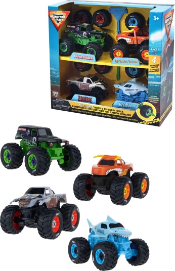 Monster Jam Mechanix Build N ReBuild Kjøretøy 4-pakk 1:43