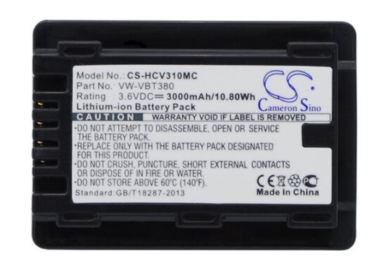 Panasonic HC-750EB batteri (3000 mAh 3.6 V, Sort)