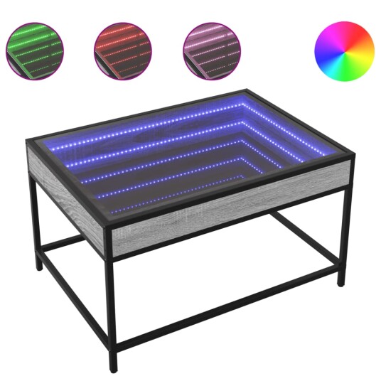 Salongbord med Infinity LED grå sonoma 70x50x41 cm 847685