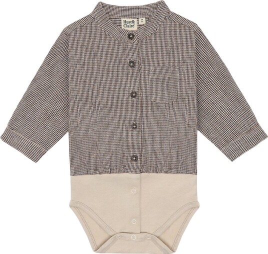 Hust and Claire Body I/e - HCBertil - Harry Sjekk - Fransk Oak - Hust and Claire - 68 - Langermet Body Beige Brun Marineblå - 62
