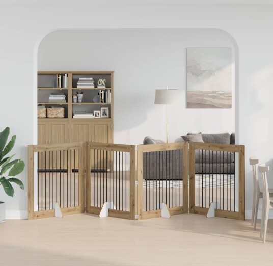 Vidaxl Foldbar Hundegitter Med Stativer 4 Stk. Artisan Eik 401 cm