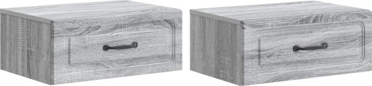 Vegghengt Nattbord med skuff 2 pcs Grå sonoma 49 x 34,5 x 20 cm