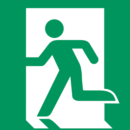 Emergency exit left - Klar vinyl - 50 x 50 mm