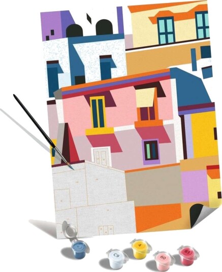 Ravensburger CreArt Mal Etter Nummer Sett Lerret Fargerike Hus