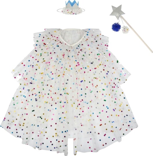 Meri Meri Kostymer Dotty Collared Cape Meri Meri OneSize Kostymer Hvit 266926-NC