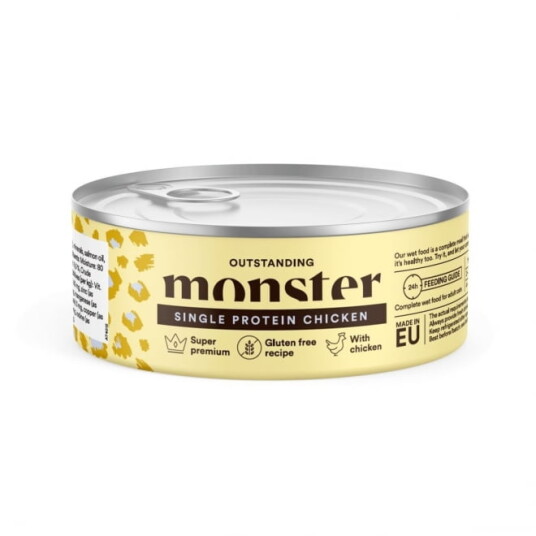 Monster Pet Food Kattemat med Kylling 100 g - Glutenfritt Våtfôr for Voksne Katter
