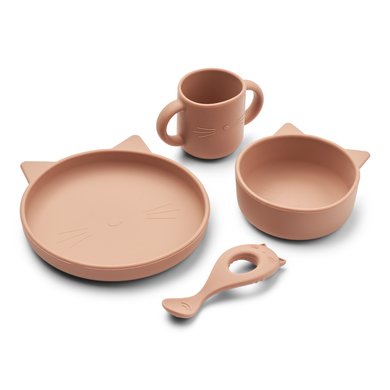 LIEWOOD Vivi servise i silikon Cat dark rose LIEWOOD Vivi servise i silikon Cat dark rose