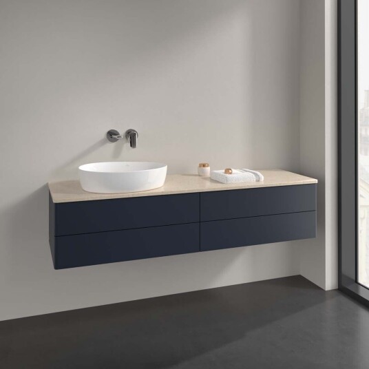 Villeroy & Boch Antao Servantskap med 4 skuffer 160x50x36 cm m/lys Blå Matt/Crème