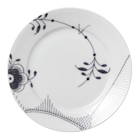 Royal Copenhagen Sort Mega Riflet tallerken 22 cm dekor 6