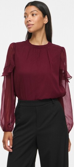 Vila Vielly L/S Flounce Top Burgundy 36