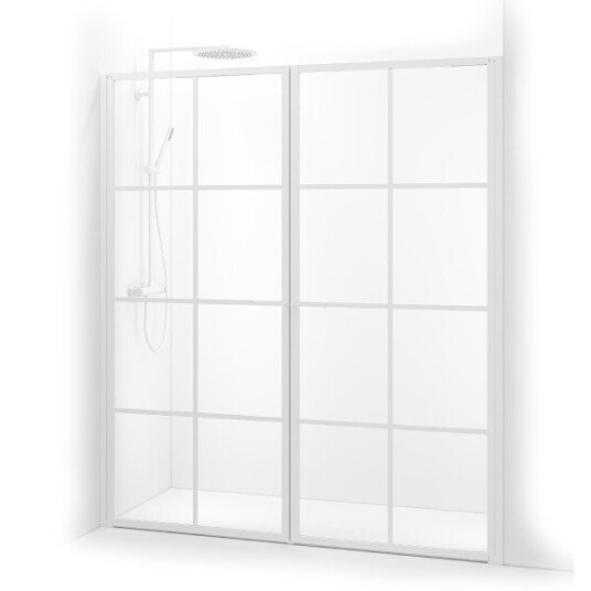 Macro Design Empire Dusjnisje Saloon 156-159 cm, m/sprosser, Hvit/Klart glass
