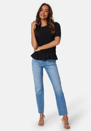 Happy Holly Wilima Short Sleeve Top Black 40/42