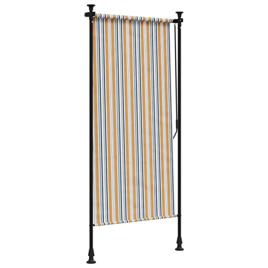 Utendørs rullegardin gul og hvit 100x270 cm stoff og stål 368772