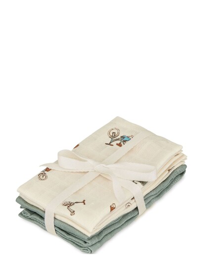 Cam Cam Copenhagen Wash Cloth, 4 Pack - Gots - Bows - Cream - 30X30CM