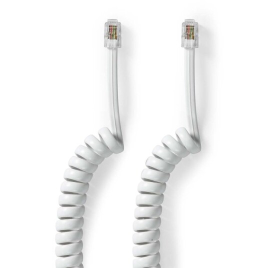 Nedis RJ10 TelefonKabel 2m Opprullet Hvit
